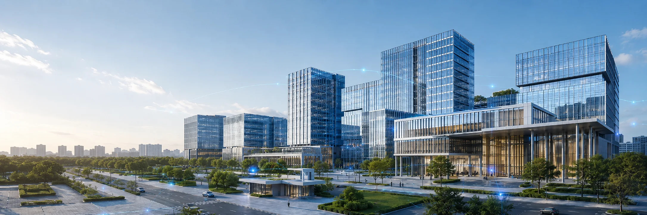 现代商务园区智慧楼宇建筑群